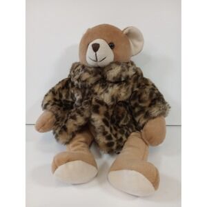 Russ Berrie Target Collections Teddy Bear Leopard Faux Fur Coat Tan Plush 58051